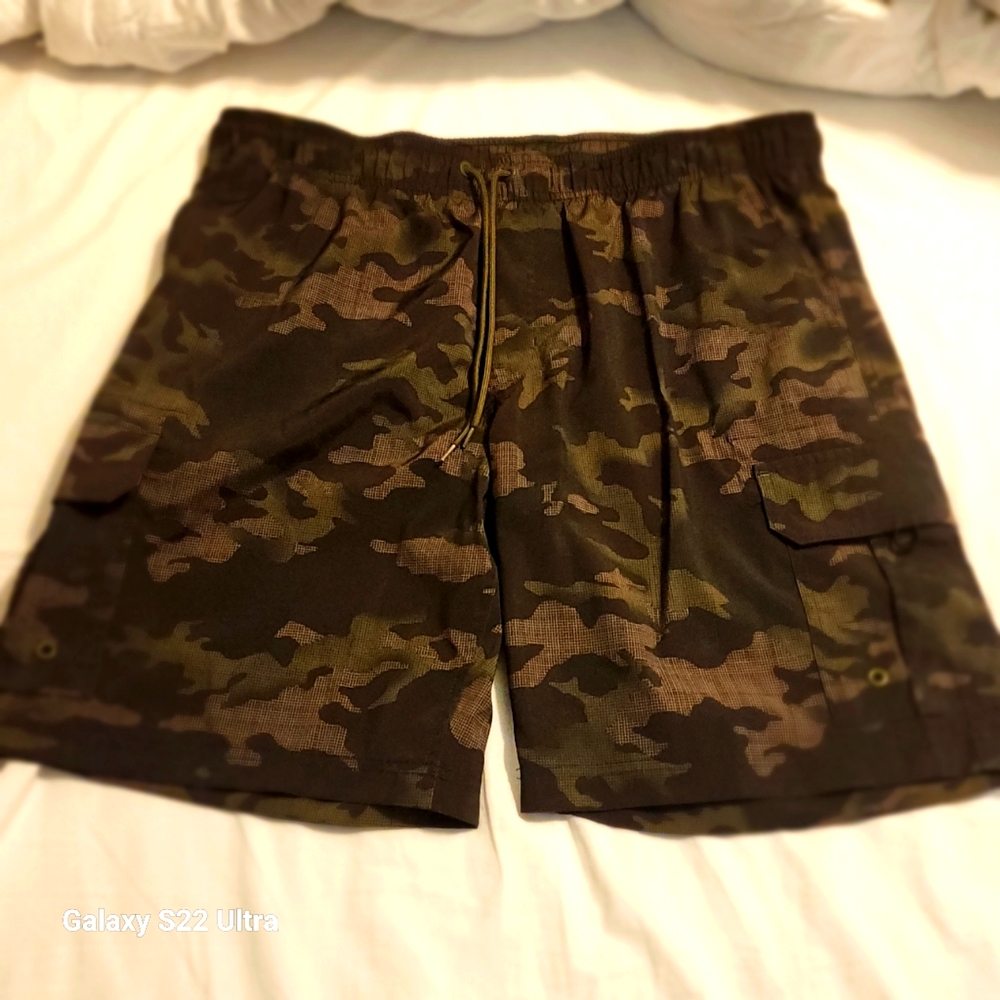 Camouflage pool shorts